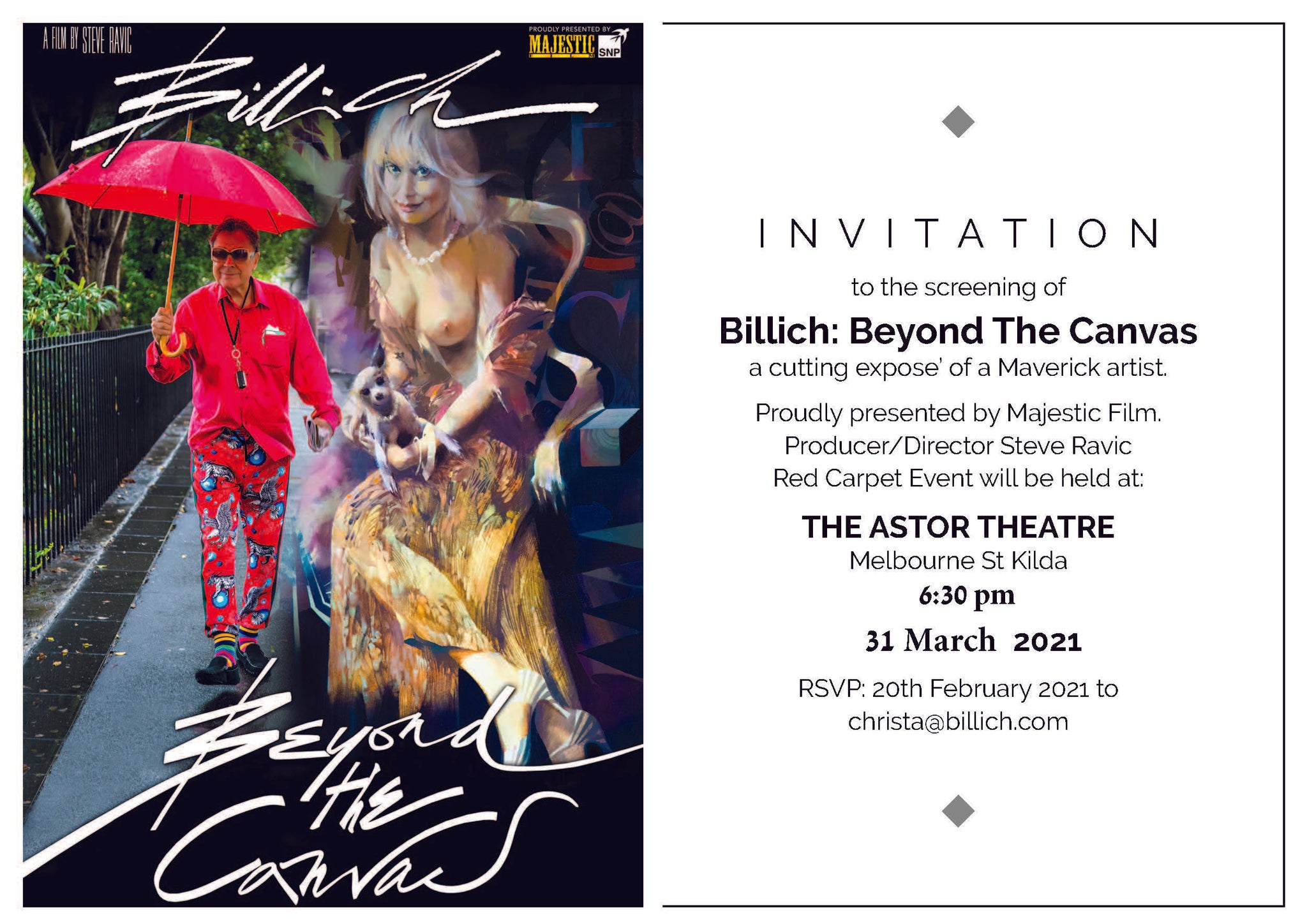 Date Changed to 31st March for Billich Film Screening in Melbourne